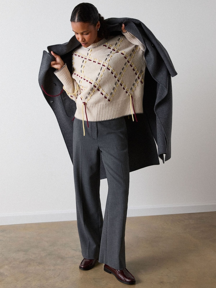 Whistles Grey High Rise Straight Trousers - Image 1 of 6 Whistles Grey High Rise Straight Trousers - Image 1 of 6