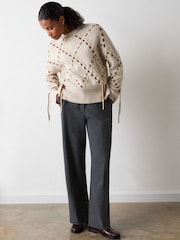 Whistles Grey High Rise Straight Trousers - Image 6 of 6
