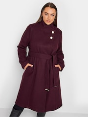 Yours Curve Red Belted Military Coat - Image 1 of 4