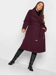 Yours Curve Red Belted Military Coat - Image 3 of 4