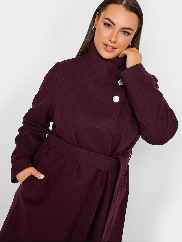 Yours Curve Red Belted Military Coat - Image 4 of 4