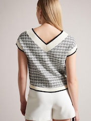 Ted Baker Natural Lauryin Checked Easy Fit Sweater Top - Image 2 of 6