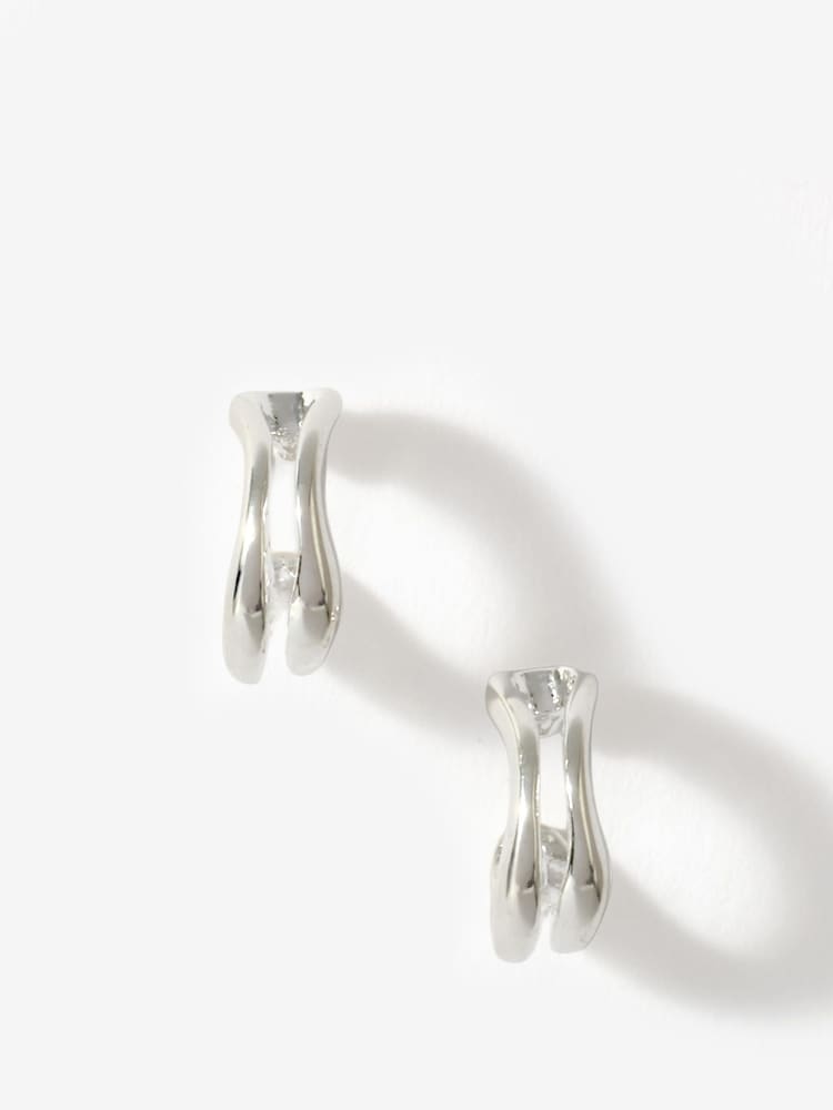Mint Velvet Silver Plated Double Wave Hoop Earrings - Image 2 of 3