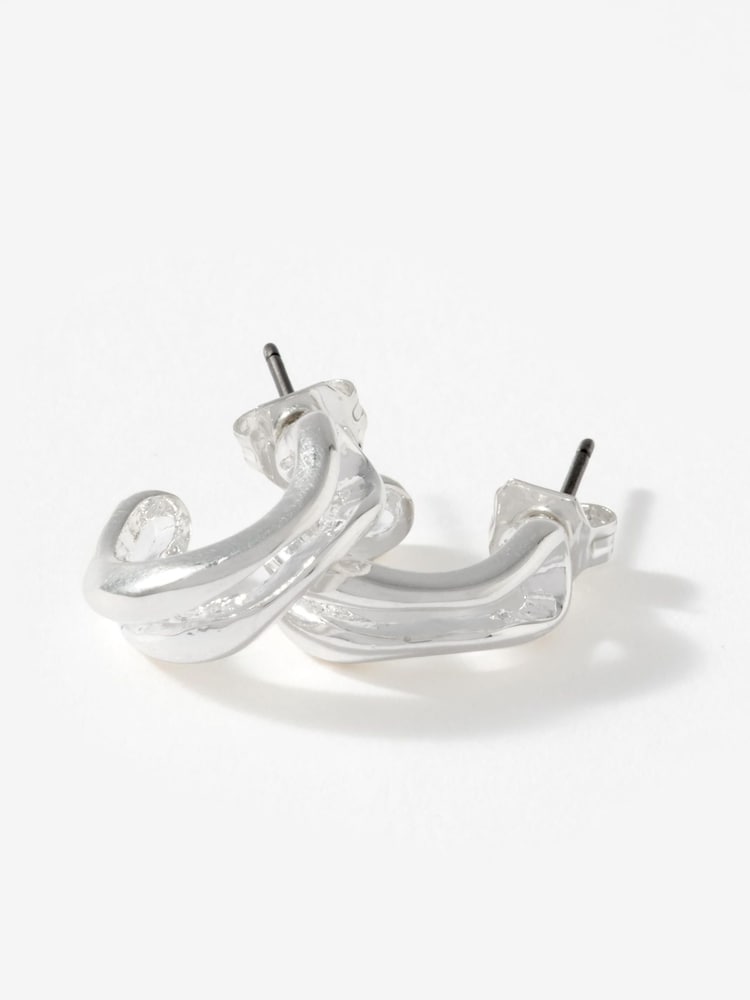 Mint Velvet Silver Plated Double Wave Hoop Earrings - Image 3 of 3