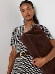 Whistles Black Petite Check Short Sleeve Jumpsuit - Image 3 of 5