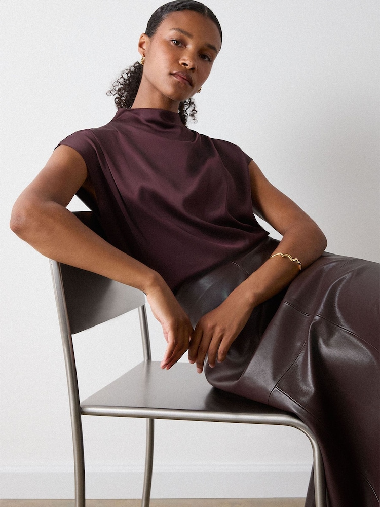 Whistles Red Cowl Neck Halter Top - Image 2 of 5 Whistles Red Cowl Neck Halter Top - Image 2 of 5