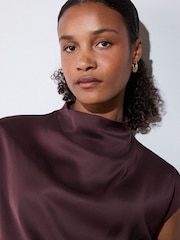 Whistles Red Cowl Neck Halter Top - Image 3 of 5
