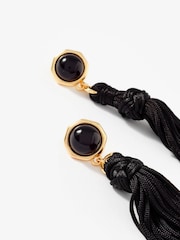 Mint Velvet Black Statement Tassel Earrings - Image 3 of 3