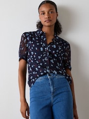 Whistles Blue Mixed Dot And Flower Shirt - Image 1 of 5