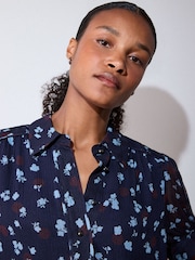 Whistles Blue Mixed Dot And Flower Shirt - Image 3 of 5