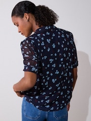Whistles Blue Mixed Dot And Flower Shirt - Image 4 of 5