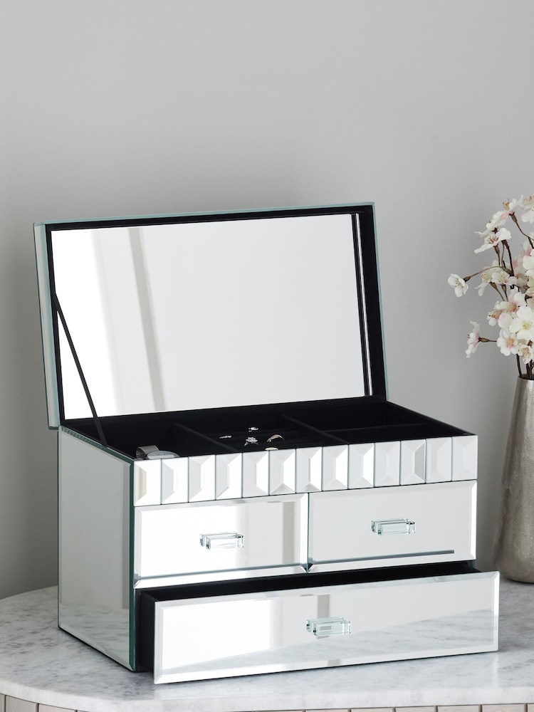 Silver Mirror Glass Large Jewellery Box - Image 1 of 6