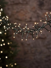 Lights4fun Green 10m 1000 LED Warm White Outdoor Cluster Fairy Lights Cable - Image 1 of 4