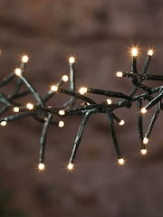Lights4fun Green 10m 1000 LED Warm White Outdoor Cluster Fairy Lights Cable - Image 2 of 4