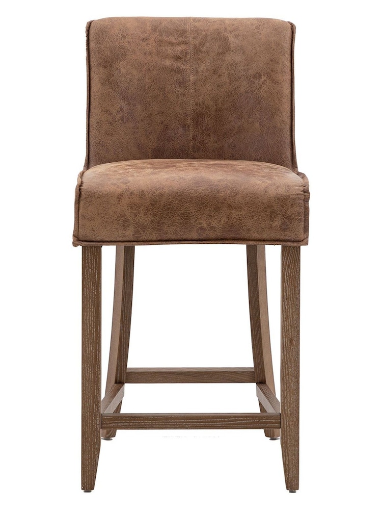 Gallery Home Brown Cory Leather Bar Stool Set of 2 - Image 1 of 5