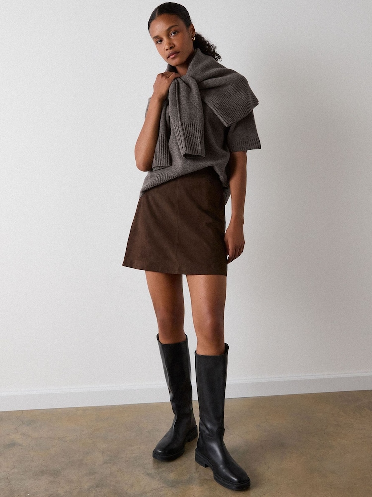Whistles Nude Wool Knitted T-Shirt - Image 1 of 6