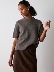 Whistles Nude Wool Knitted T-Shirt - Image 4 of 6