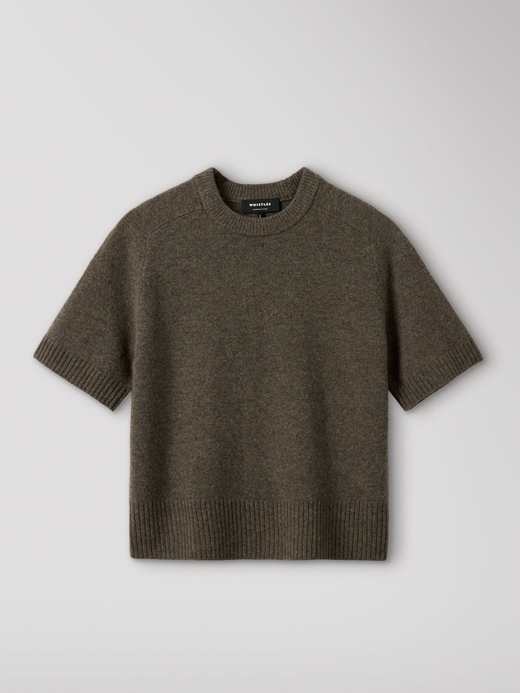 Whistles Nude Wool Knitted T-Shirt - Image 6 of 6