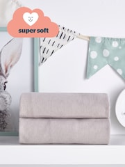 Silentnight 2 Pack Grey Kids Safe Nights Cot 100% Cotton Fitted Sheets - Image 1 of 10