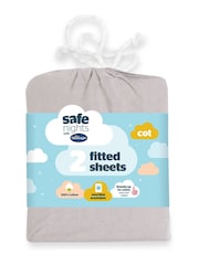Silentnight 2 Pack Grey Kids Safe Nights Cot 100% Cotton Fitted Sheets - Image 3 of 10
