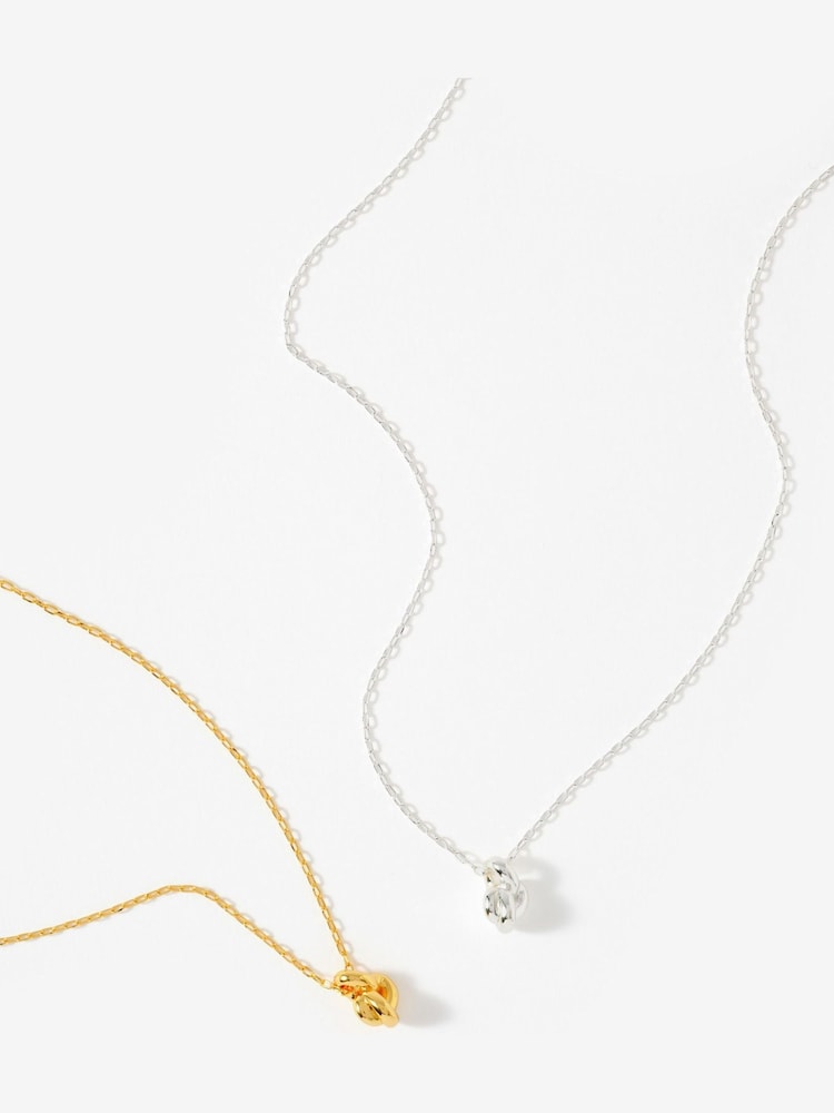 Mint Velvet Silver Plated Knot Necklace - Image 4 of 4 Mint Velvet Silver Plated Knot Necklace - Image 4 of 4
