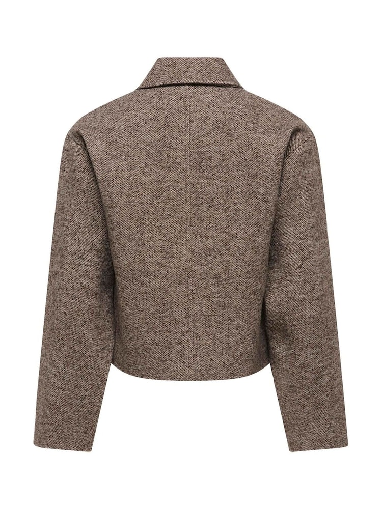 JDY Brown Zip Herringbone Jacket - Image 6 of 6 JDY Brown Zip Herringbone Jacket - Image 6 of 6