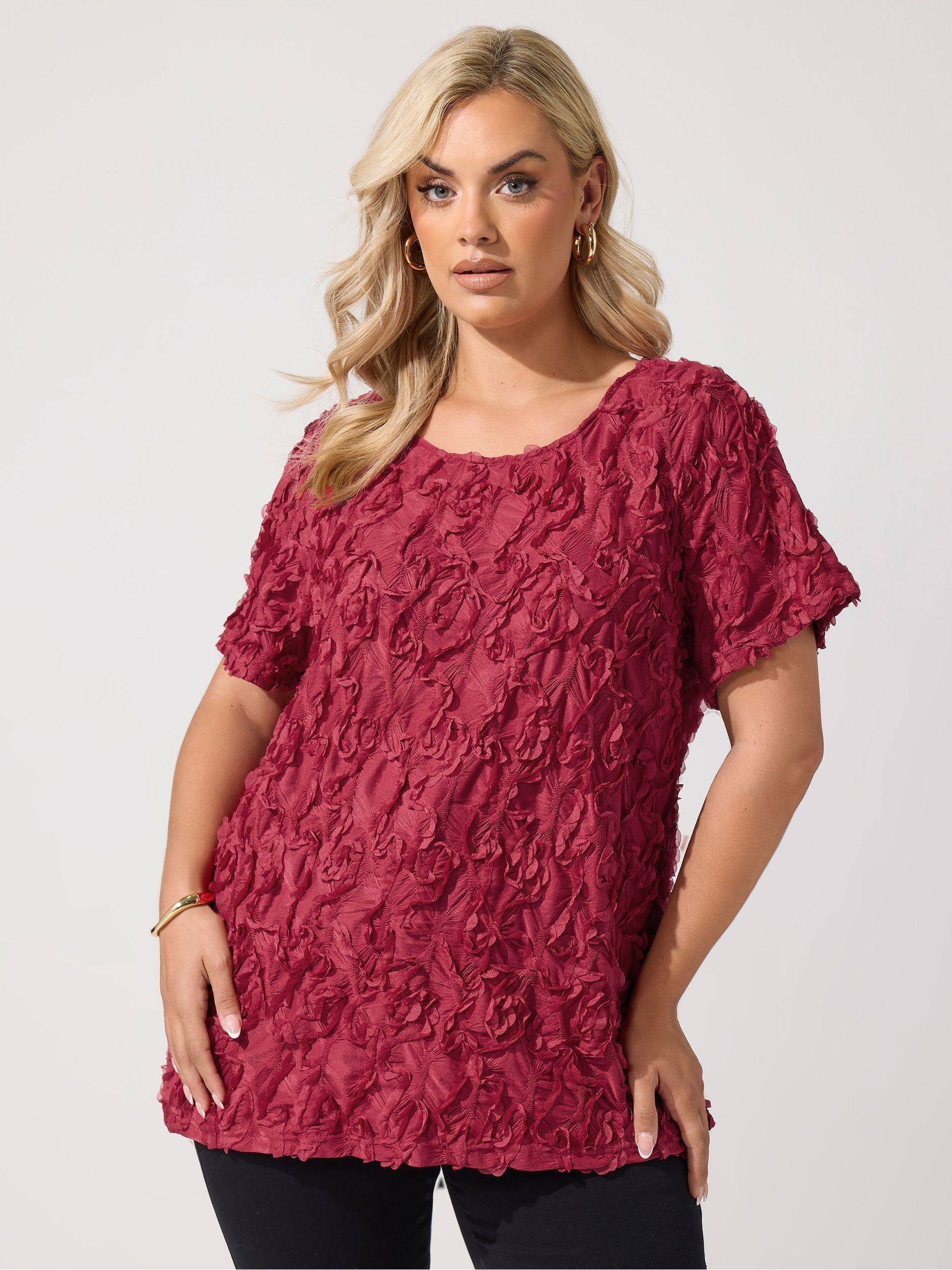 Yours Women's Red Textu Abstract Blouse In | Size: 24 - Image 3