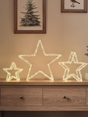 Lights4fun White Star Silhouette LED 3D Acrylic Light Trio Gift - Image 1 of 2