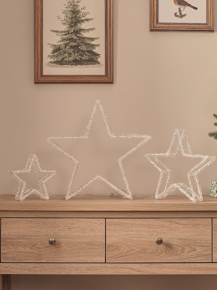Lights4fun White Star Silhouette LED 3D Acrylic Light Trio Gift - Image 2 of 2