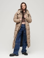 Superdry Brown Ripstop Longline Puffer Jacket - Image 1 of 7
