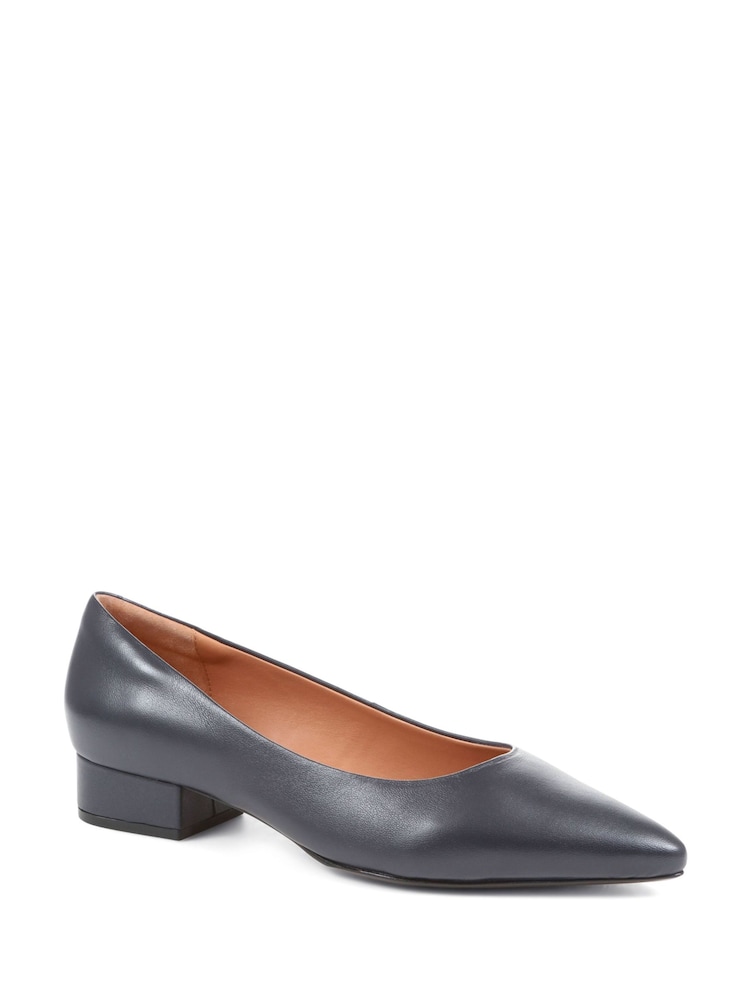 Jones Bootmaker Blue Regular Fit Jones Bootmaker Sunstone Leather Court Shoes - Image 3 of 6