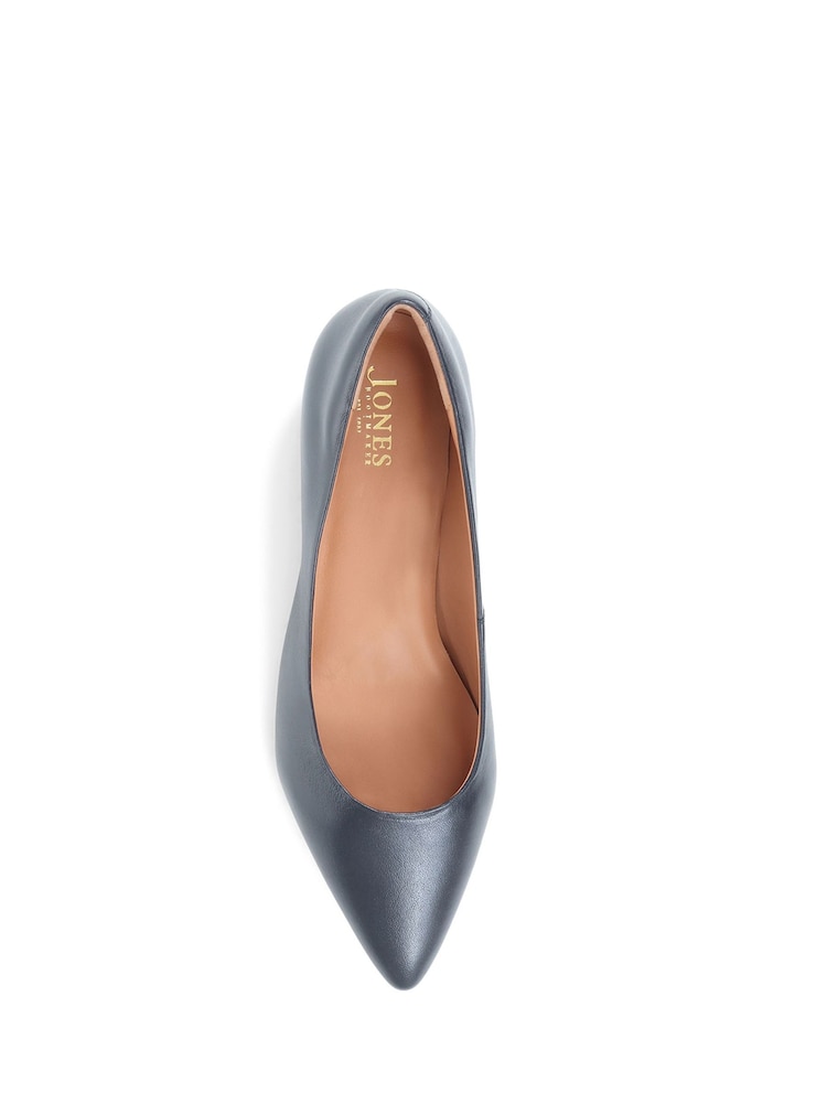 Jones Bootmaker Blue Regular Fit Jones Bootmaker Sunstone Leather Court Shoes - Image 5 of 6
