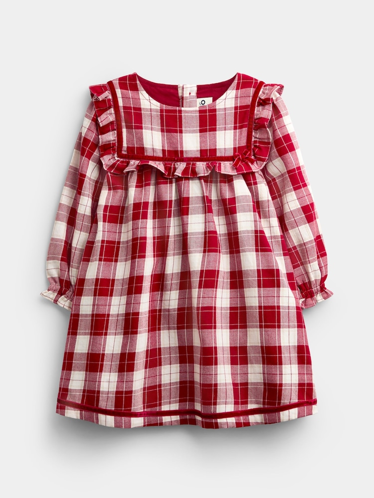JoJo Maman Bébé Burgundy Red Tartan Baby Dress & Knickers Set - Image 2 of 7 JoJo Maman Bébé Burgundy Red Tartan Baby Dress & Knickers Set - Image 2 of 7