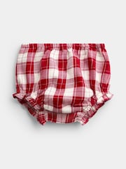 JoJo Maman Bébé Burgundy Red Tartan Baby Dress & Knickers Set - Image 4 of 7