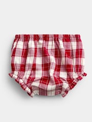 JoJo Maman Bébé Burgundy Red Tartan Baby Dress & Knickers Set - Image 5 of 7
