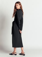 Boden Black Ruched Jersey Shirt Dress - Image 3 of 7