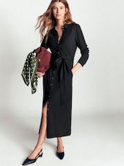 Boden Black Ruched Jersey Shirt Dress - Image 4 of 7