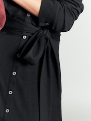 Boden Black Ruched Jersey Shirt Dress - Image 5 of 7