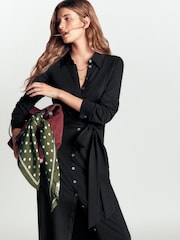 Boden Black Ruched Jersey Shirt Dress - Image 6 of 7