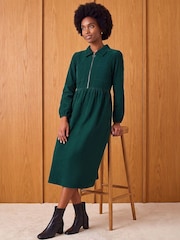 Roman Green Zip Detail Cord Midi Dress - Image 2 of 4