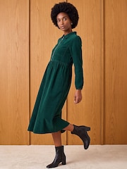 Roman Green Zip Detail Cord Midi Dress - Image 3 of 4