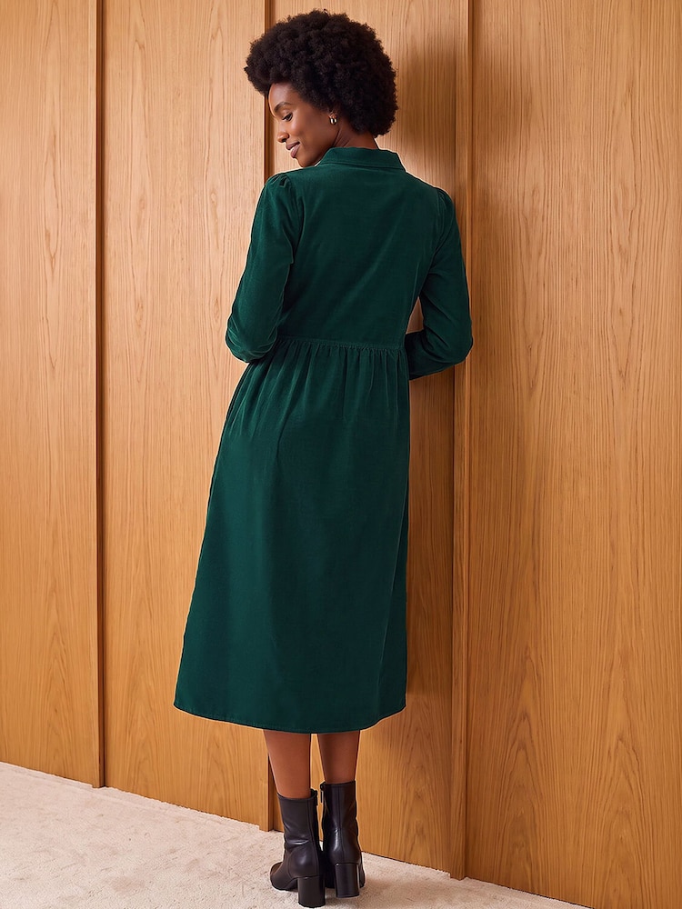 Roman Green Zip Detail Cord Midi Dress - Image 4 of 4 Roman Green Zip Detail Cord Midi Dress - Image 4 of 4