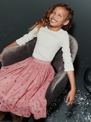 Ecru White/Cream Long Sleeve Ribbed Top (3-16yrs) - Image 1 of 5
