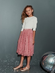 Ecru White/Cream Long Sleeve Ribbed Top (3-16yrs) - Image 2 of 5