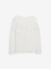 Ecru White/Cream Long Sleeve Ribbed Top (3-16yrs) - Image 4 of 5