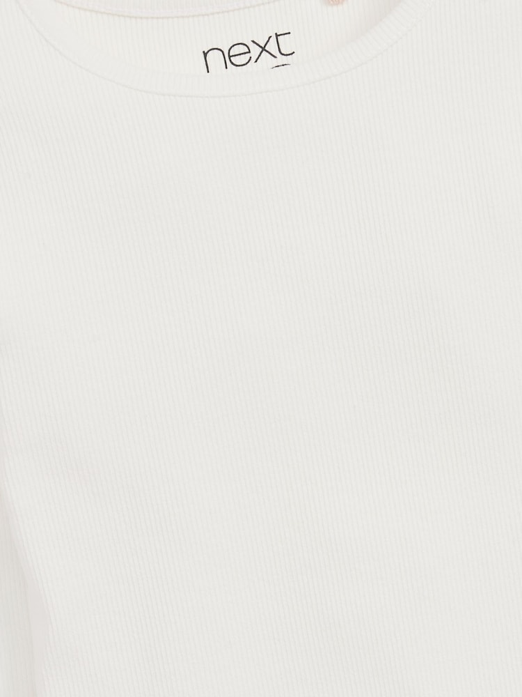 Ecru White/Cream Long Sleeve Ribbed Top (3-16yrs) - Image 5 of 5