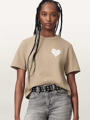 AllSaints Brown Trip Lisa T-Shirt - Image 1 of 8