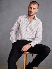 Neutral Brown/White Stripe Signature Trimmed Shirt - Image 1 of 9