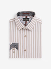 Neutral Brown/White Stripe Signature Trimmed Shirt - Image 7 of 9
