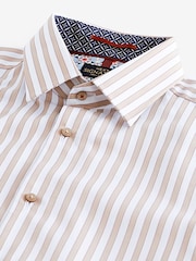 Neutral Brown/White Stripe Signature Trimmed Shirt - Image 8 of 9
